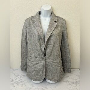 A New Day Linen One Button Unstructured Oversized Blazer Women's Size XS Gray D2